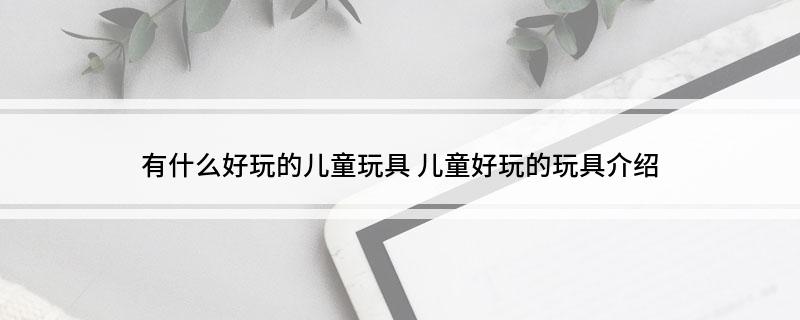 有什么好玩的儿童玩具(图1)